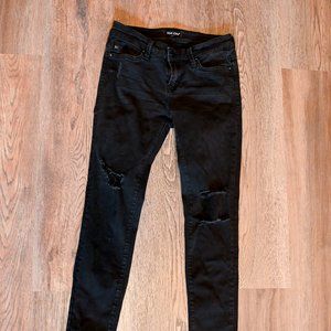 Black Distressed Dear John Skinny Jeans Size 25
